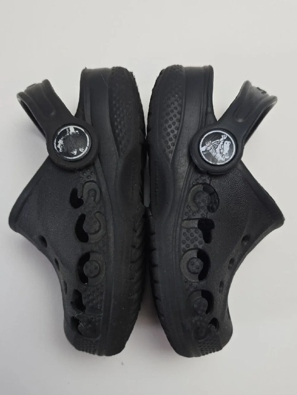 CROCS Baya Kids Black Slip-On Clogs with Heel Strap